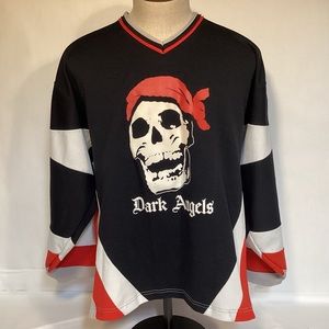 Vintage Dark Angels Skull Black Red Hockey Jersey Alpha Sportswear Men’s size XL
